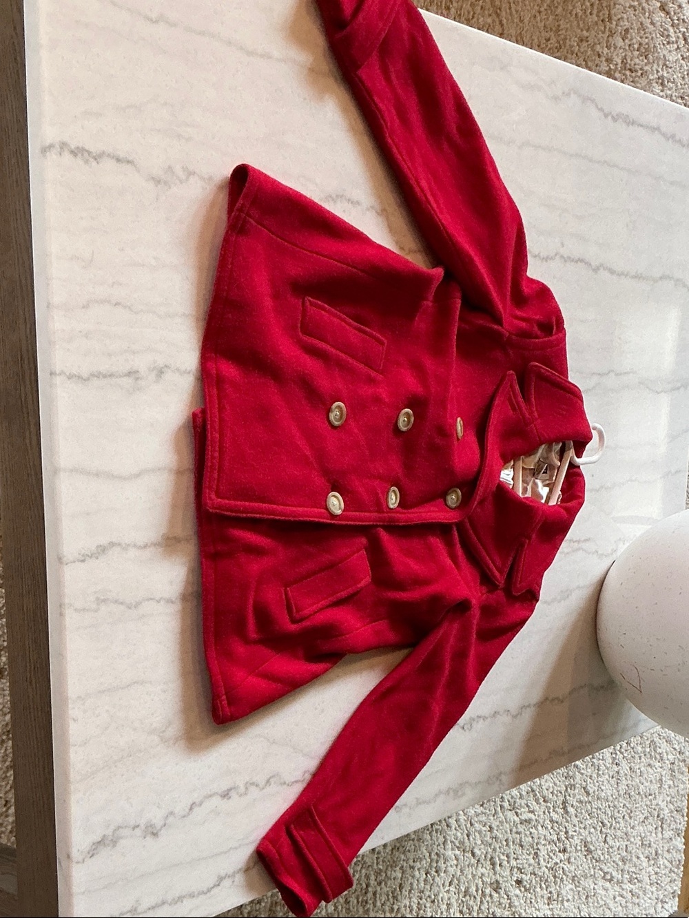 GAP Women's Bright Red Double-Breasted Peacoat